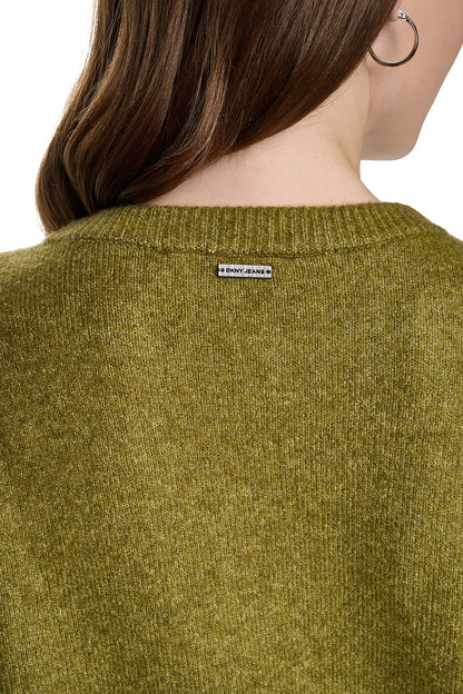 DKNY ASYMMETRIC BUTTON HEM CARDIGAN