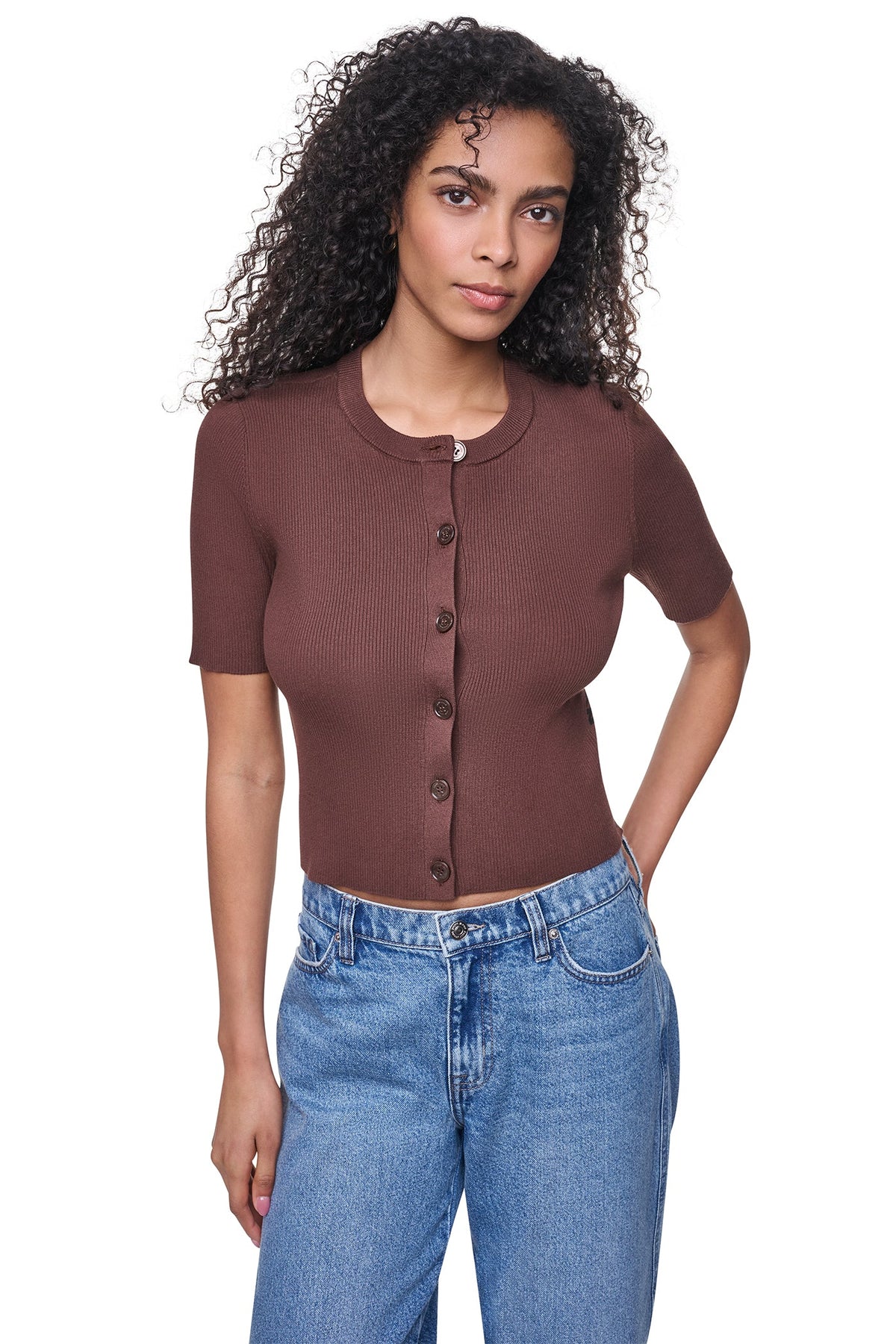 DKNY LOGO BUTTON CARDIGAN