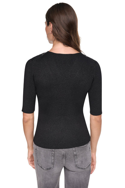 DKNY EMBELLISHED METALLIC SWEATER