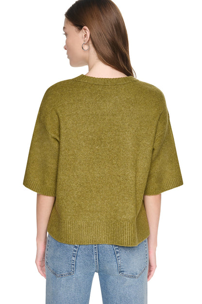 DKNY RUGBY SHORT SLEEVE SWEATER