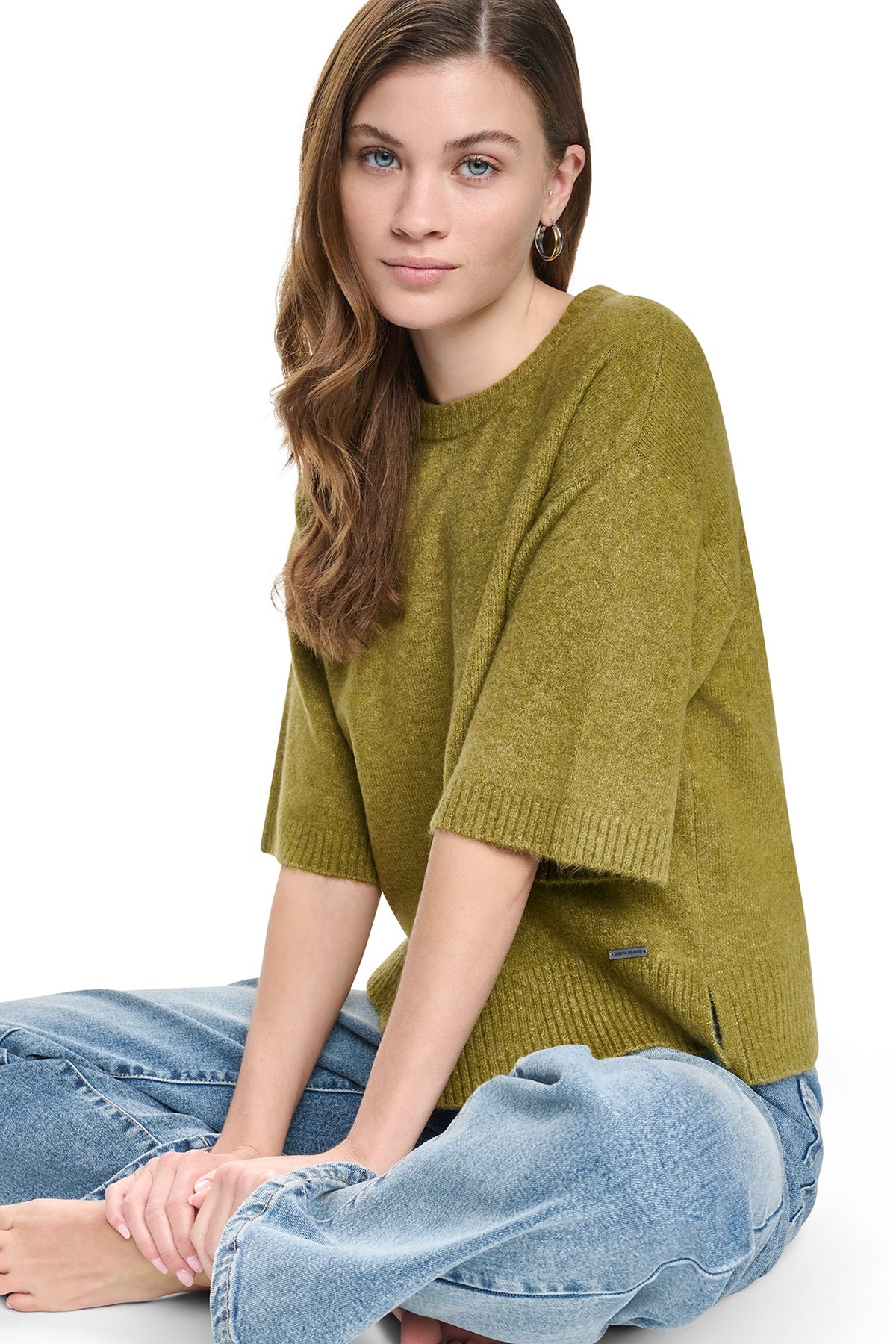 DKNY RUGBY SHORT SLEEVE SWEATER