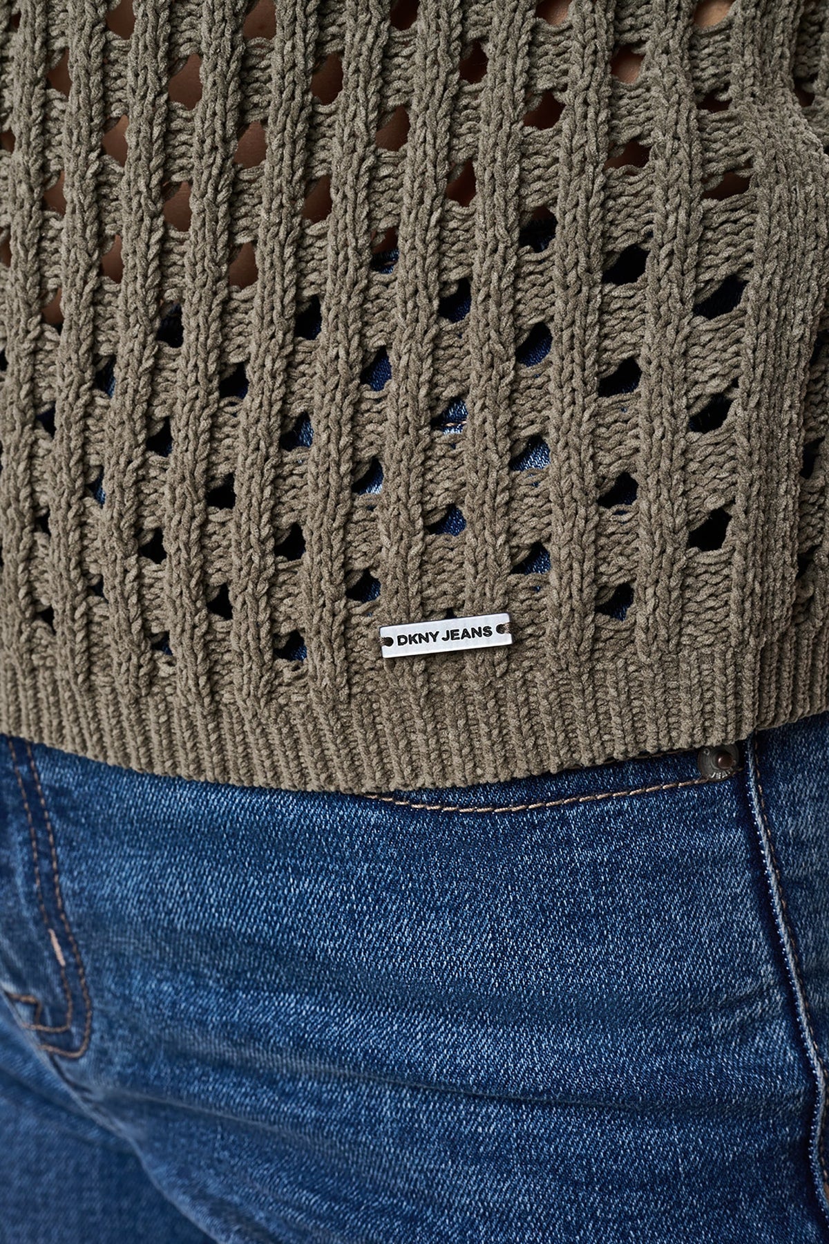 DKNY CHENILLE FLUTTER SLEEVE SWEATER