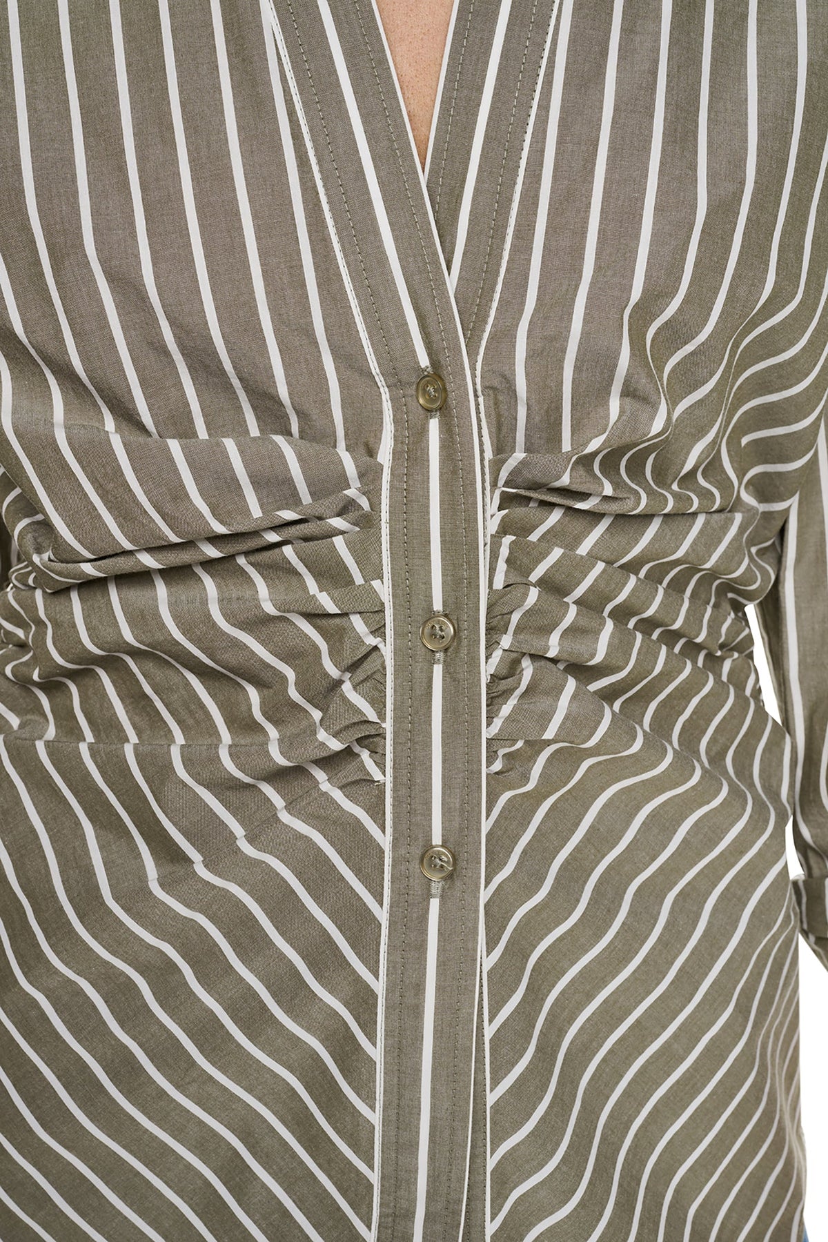 DKNY STRIPED RUCHED SHIRT