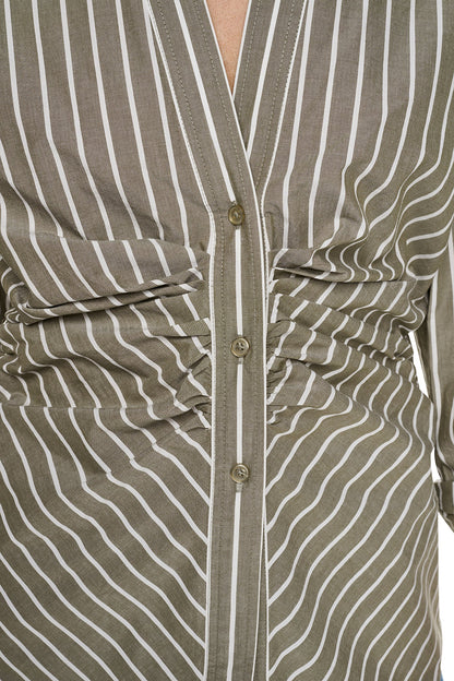DKNY STRIPED RUCHED SHIRT