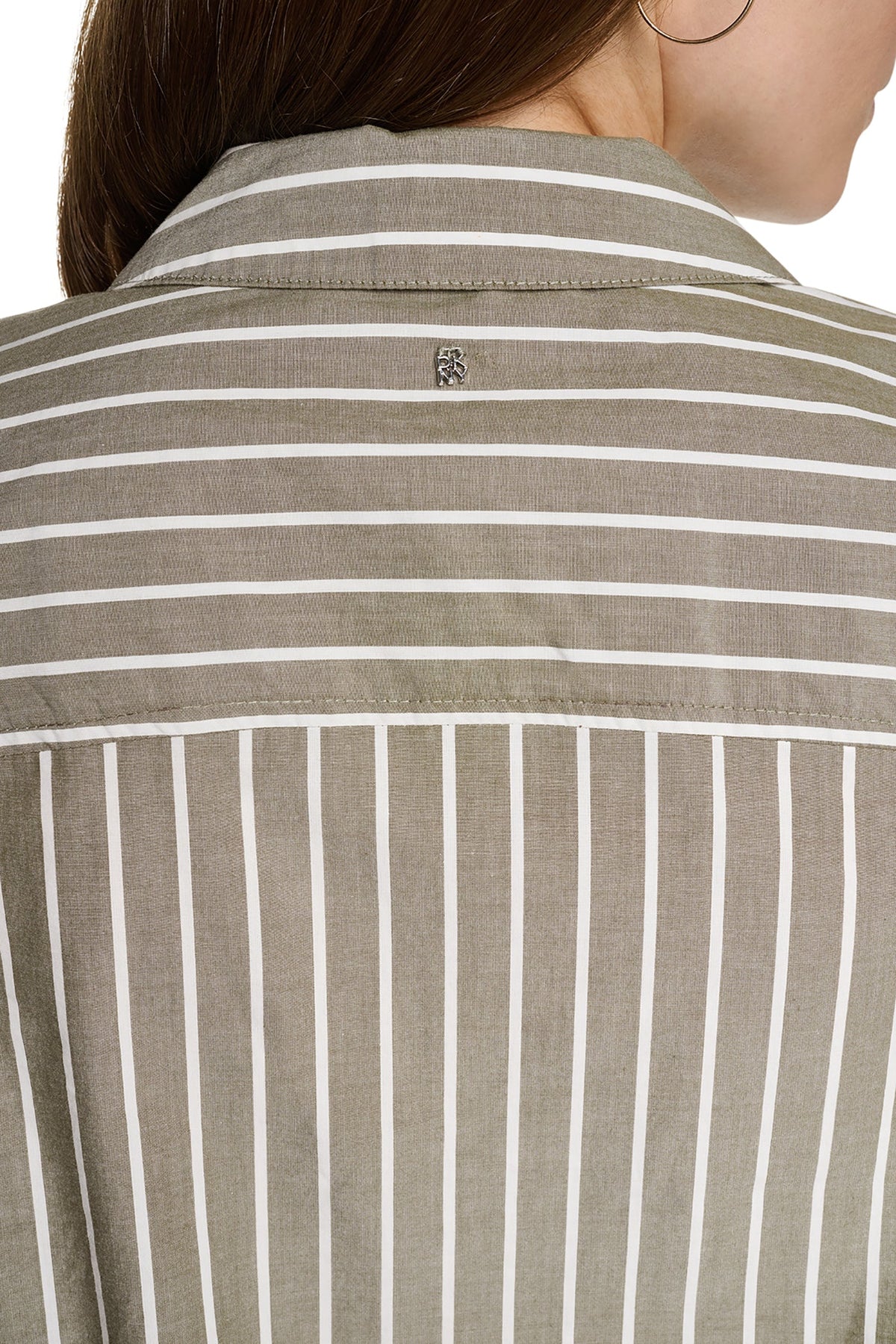 DKNY STRIPED RUCHED SHIRT