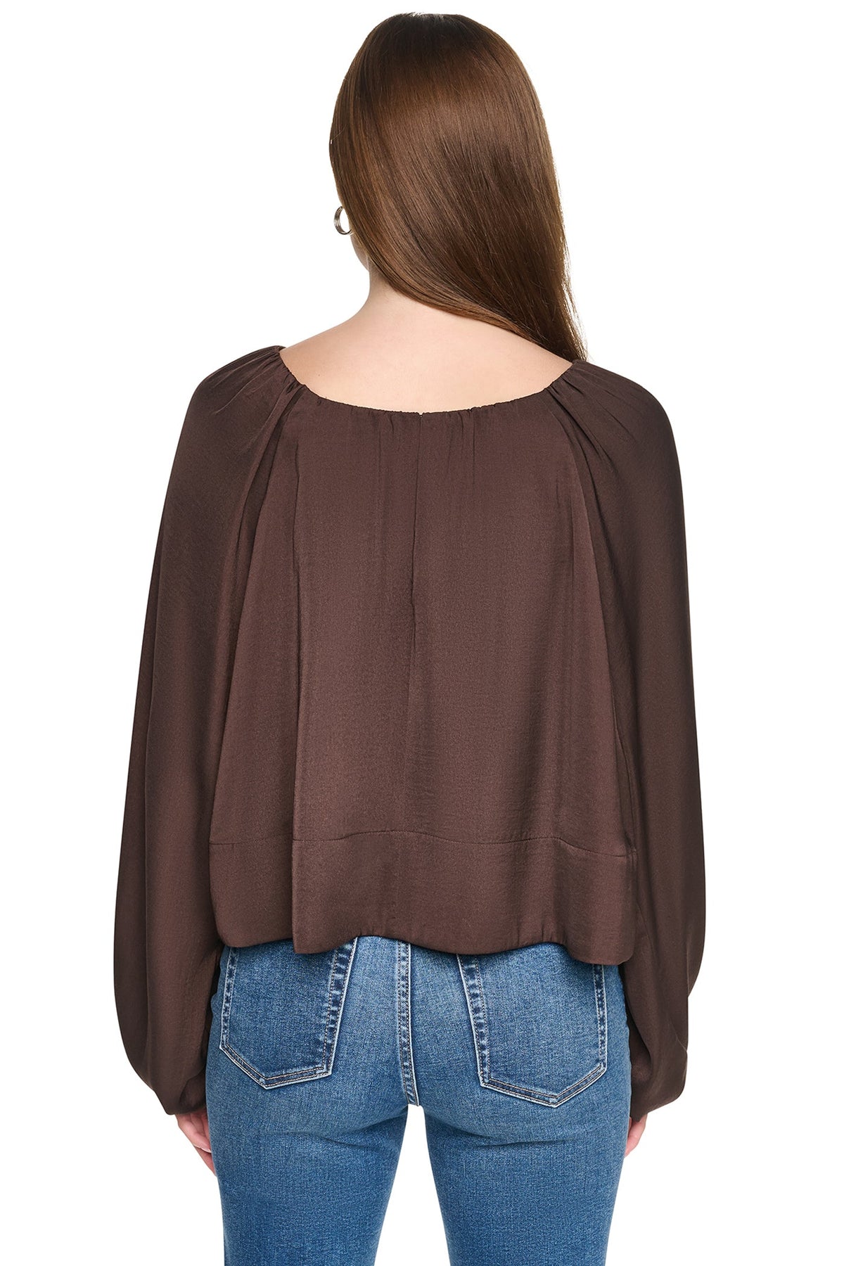 DKNY RAGLAN SLEEVE SHIRRED TOP