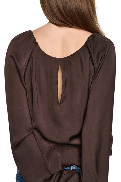 DKNY RAGLAN SLEEVE SHIRRED TOP
