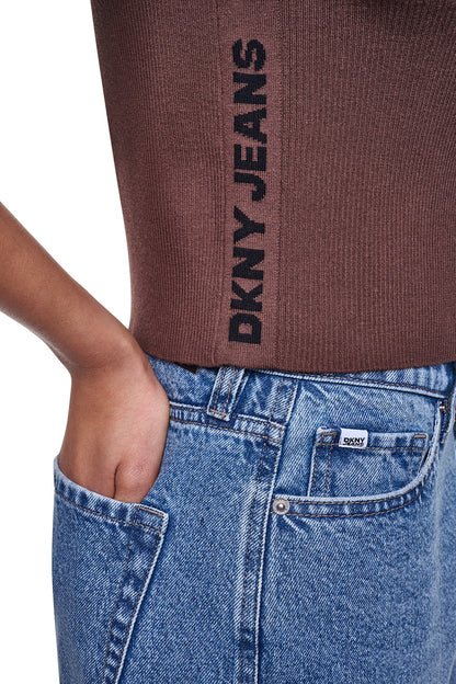 DKNY LOGO BUTTON CARDIGAN