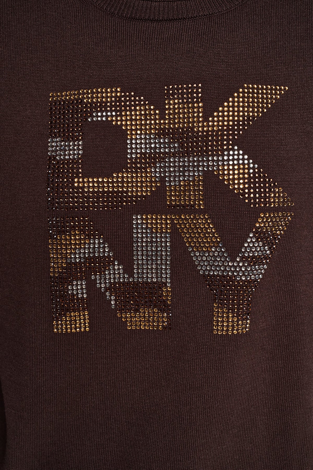 DKNY CAMO RHINESTONE LOGO SWEATER