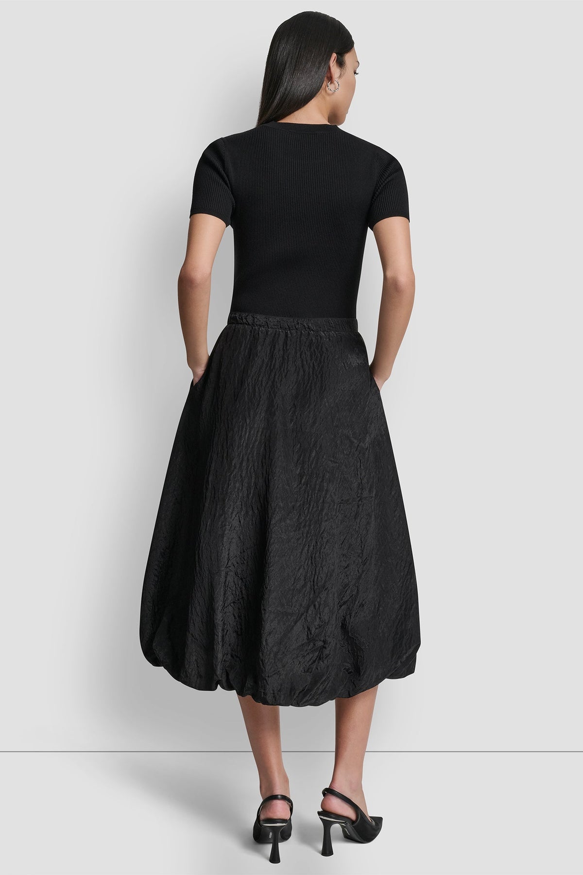 DKNY MIXED MEDIA CARGO MIDI BUBBLE DRESS