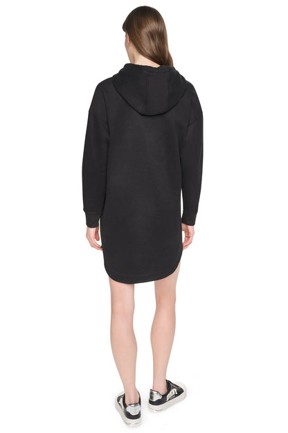 DKNY STRIPED MINI HOODIE DRESS