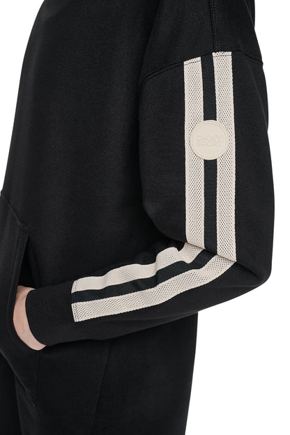 DKNY STRIPED MINI HOODIE DRESS