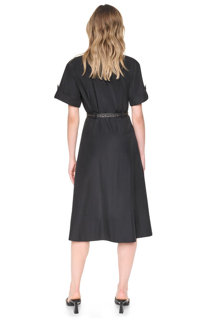 DKNY MEMORY TAFFETA ZIP FRONT DRESS