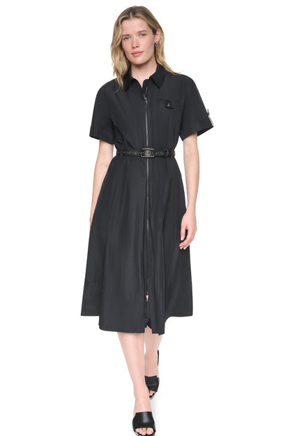 DKNY MEMORY TAFFETA ZIP FRONT DRESS