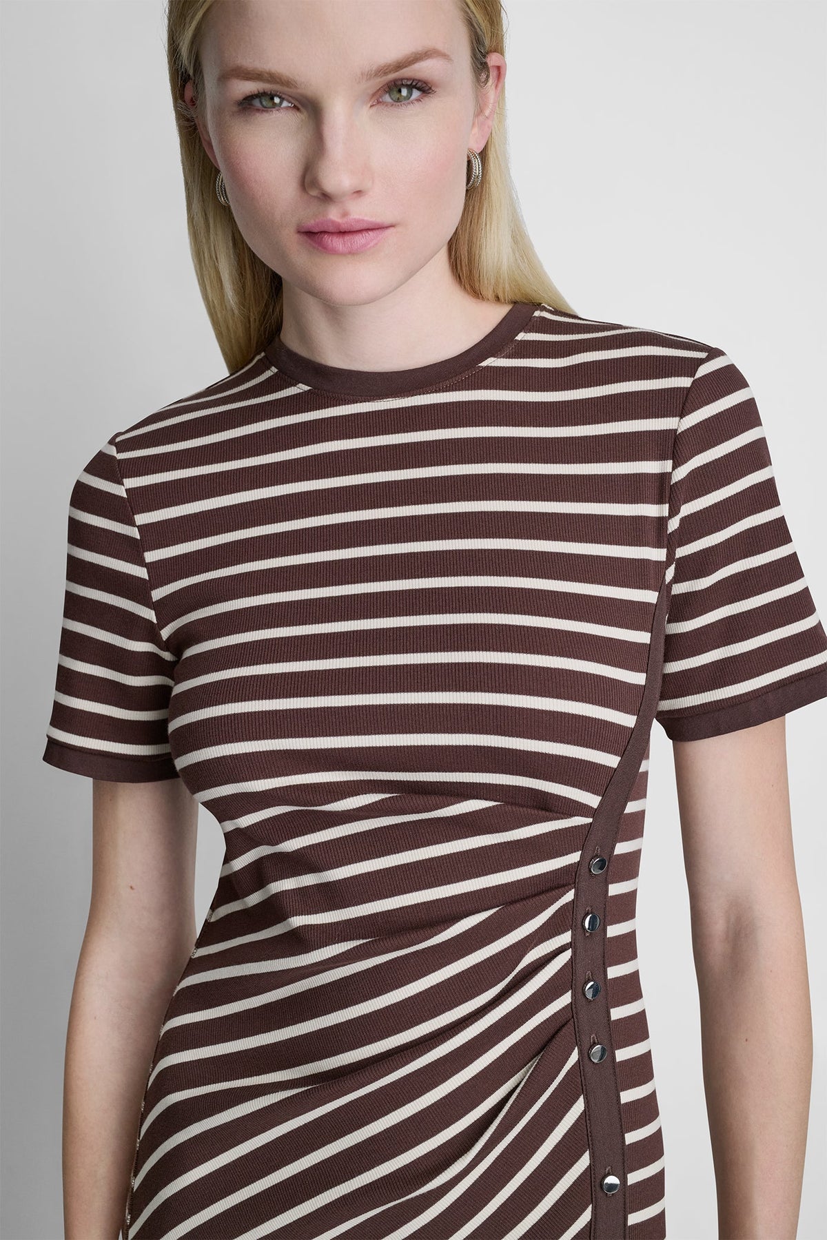 DKNY STRIPE MIDI SHEATH DRESS