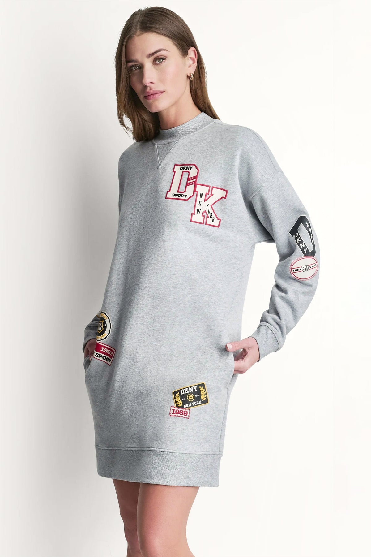 DKNY CAMPUS PATCH LONG SLEEVE SNEAKER DRESS