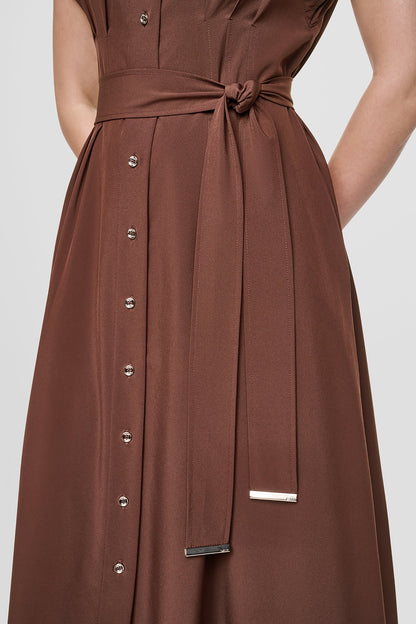 DKNY CAP SLEEVE MIDI SHIRT DRESS