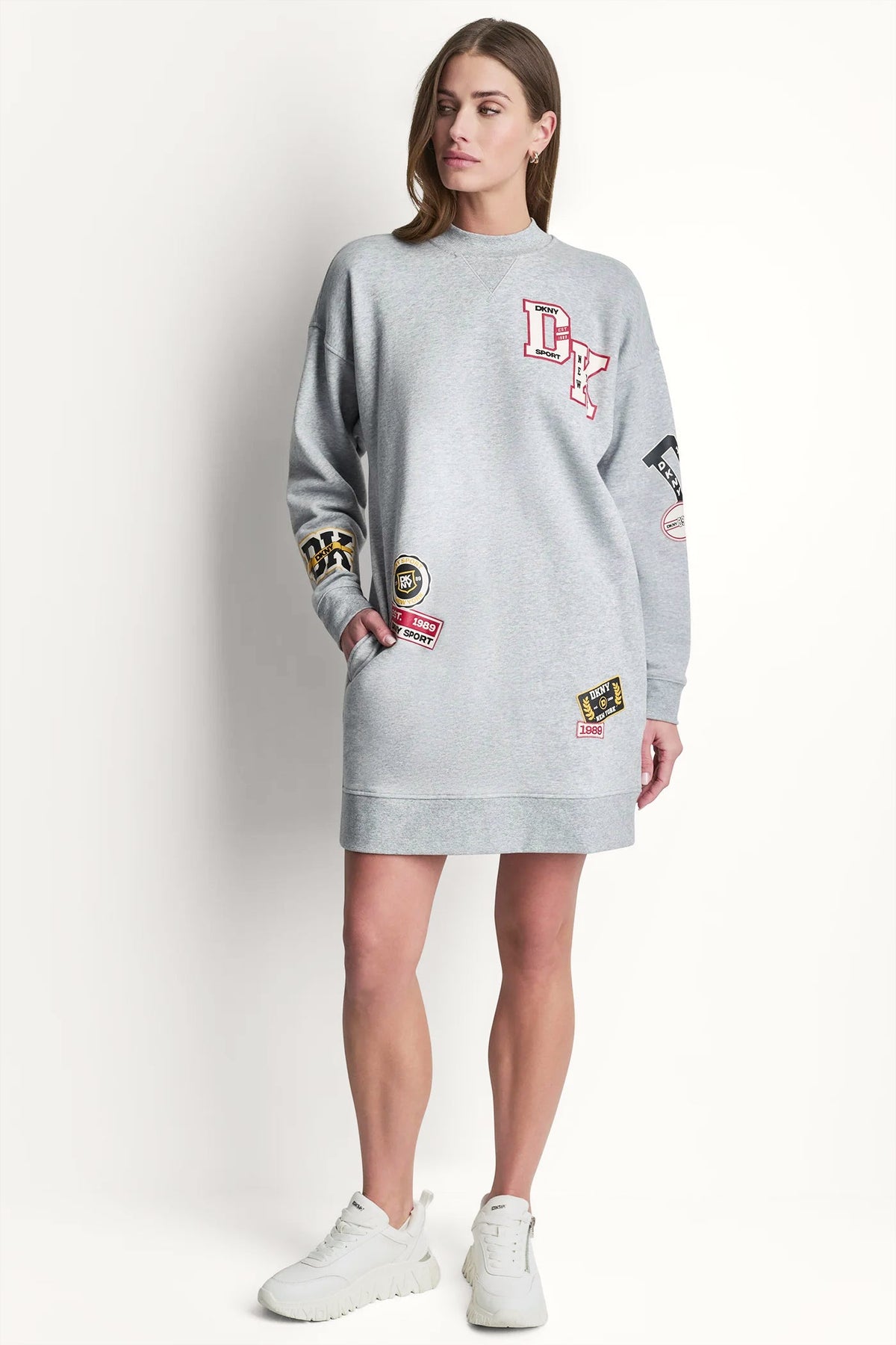 DKNY CAMPUS PATCH LONG SLEEVE SNEAKER DRESS