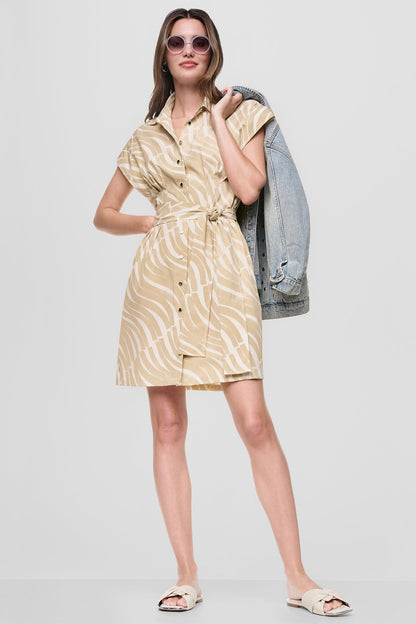 DKNY CAP SLEEVE MINI COMMUTER SHIRT DRESS