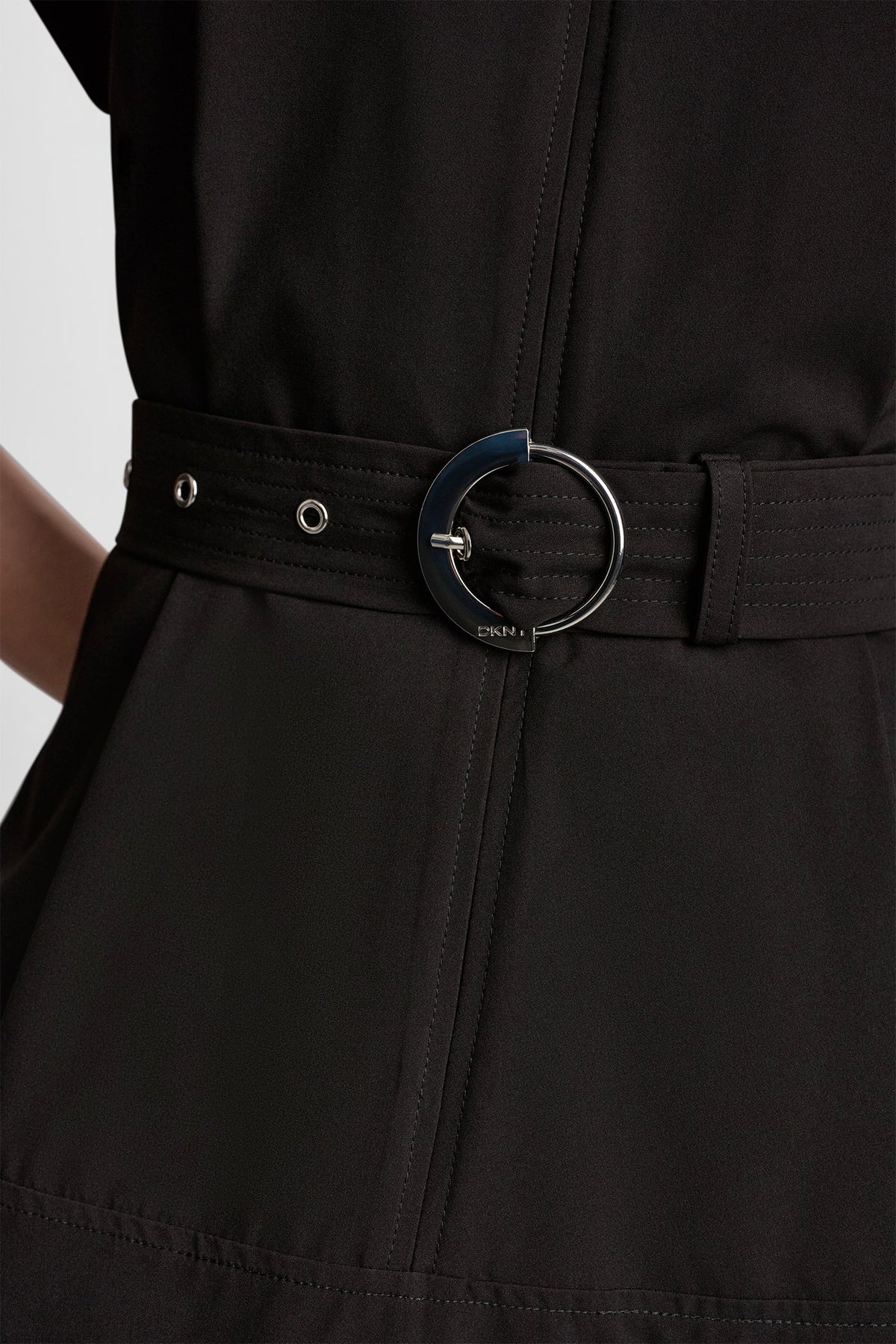 DKNY CAP SLEEVE ZIP-FRONT SHIRT DRESS