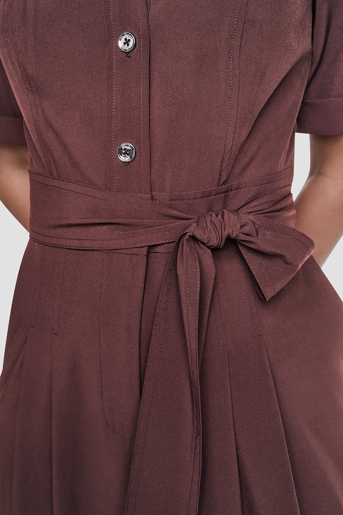 DKNY SHORT SLEEVE WIDE-LEG JUMPSUIT
