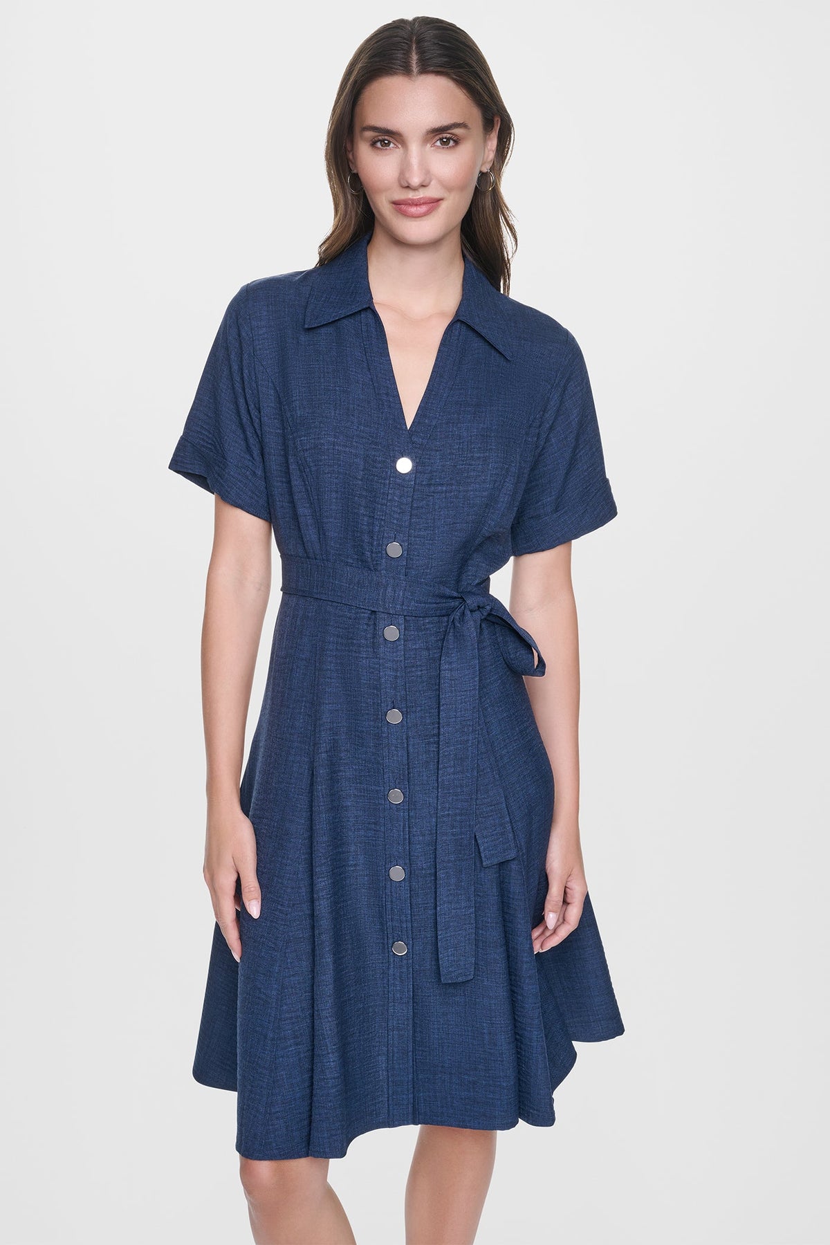 DKNY MIDI A-LINE SHIRT DRESS