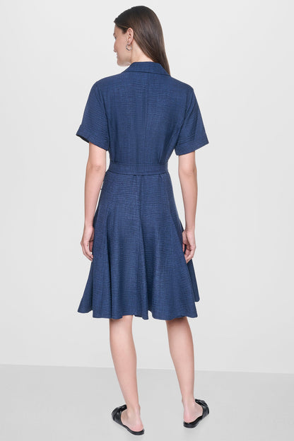 DKNY MIDI A-LINE SHIRT DRESS