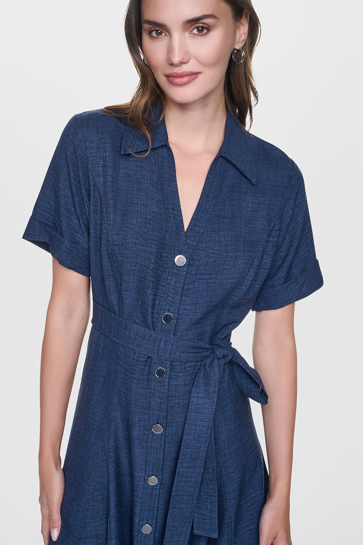 DKNY MIDI A-LINE SHIRT DRESS