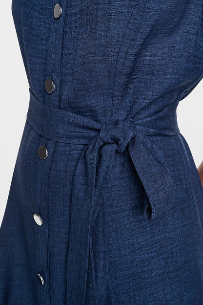 DKNY MIDI A-LINE SHIRT DRESS
