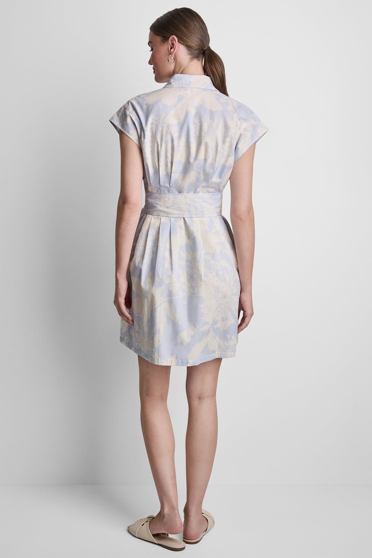 DKNY COTTON CAP SLEEVE MINI SHIRT DRESS