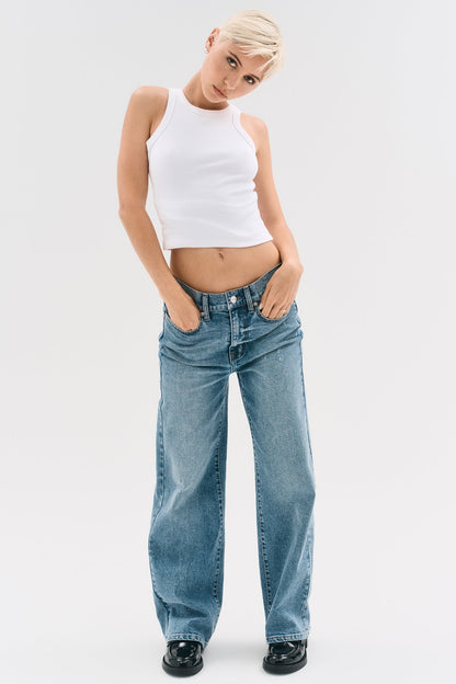 DKNY HIGH-RISE WIDE LEG JEAN