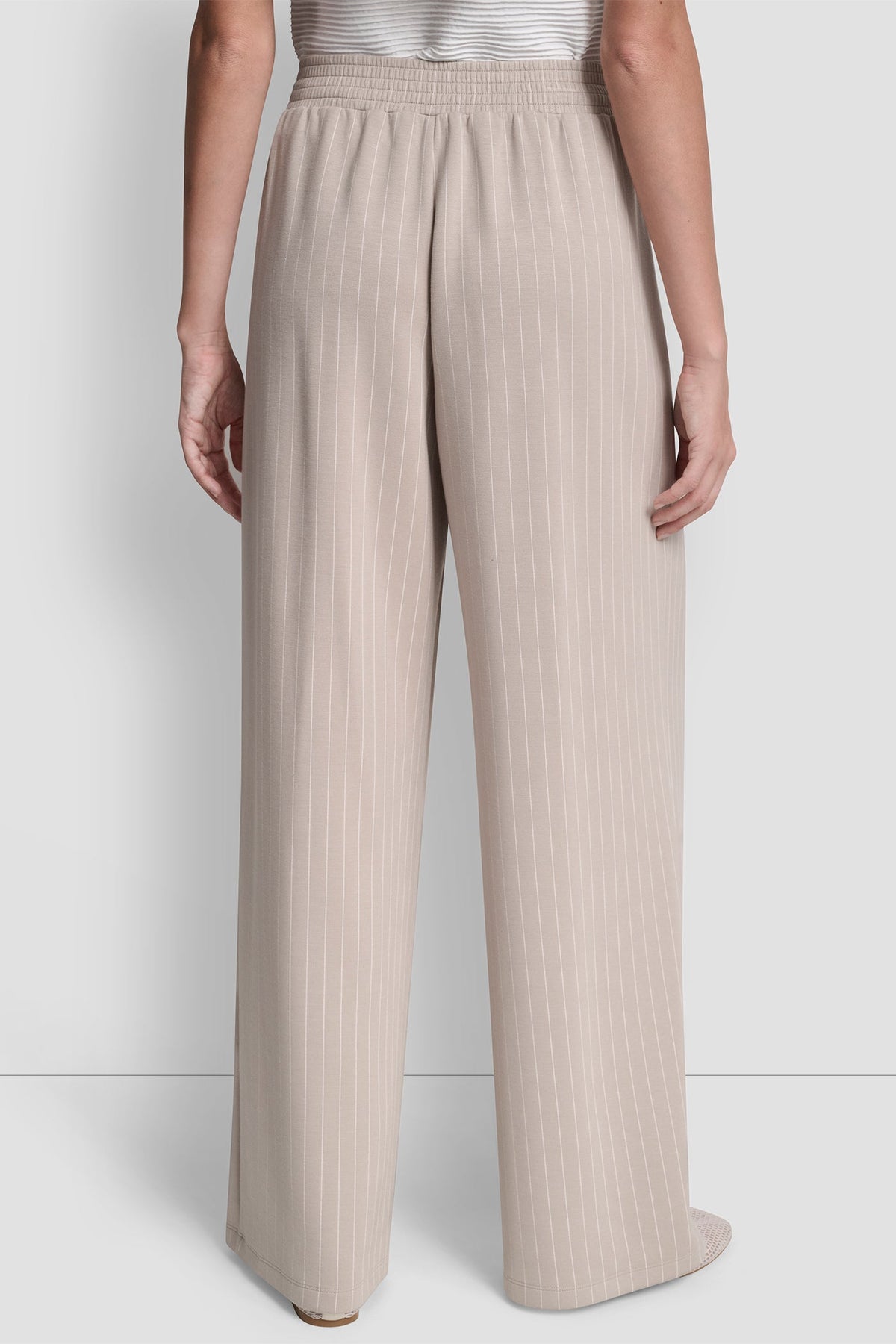 DKNY PINSTRIPED PLEATED STRAIGHT-LEG PULL-ON PANT