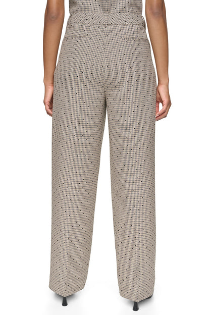 DKNY HOUNDSTOOTH CHECKERED HIGH-RISE PANT