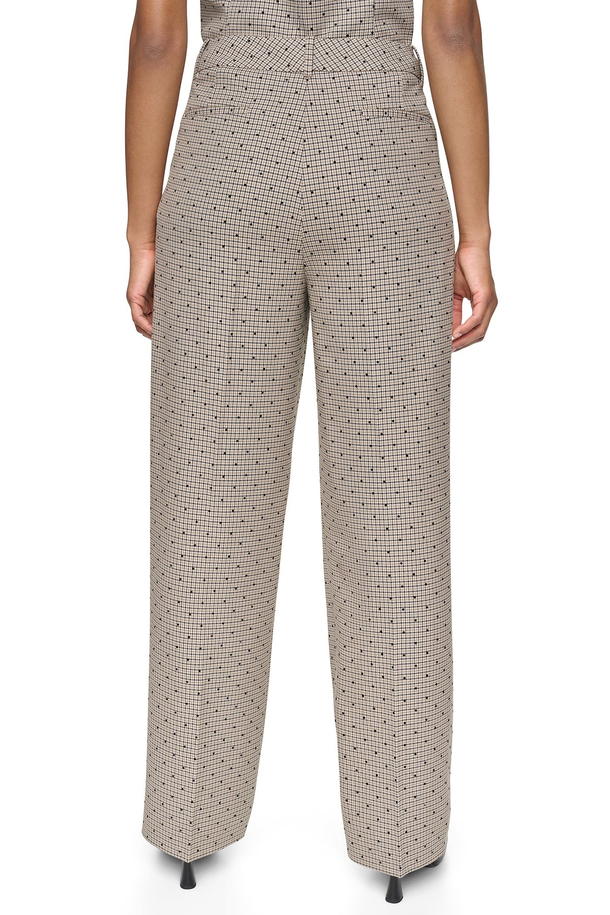 DKNY HOUNDSTOOTH CHECKERED HIGH-RISE PANT