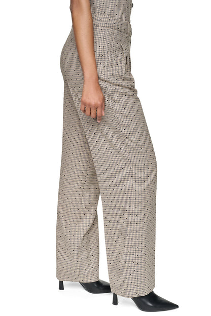 DKNY HOUNDSTOOTH CHECKERED HIGH-RISE PANT