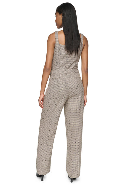 DKNY HOUNDSTOOTH CHECKERED HIGH-RISE PANT