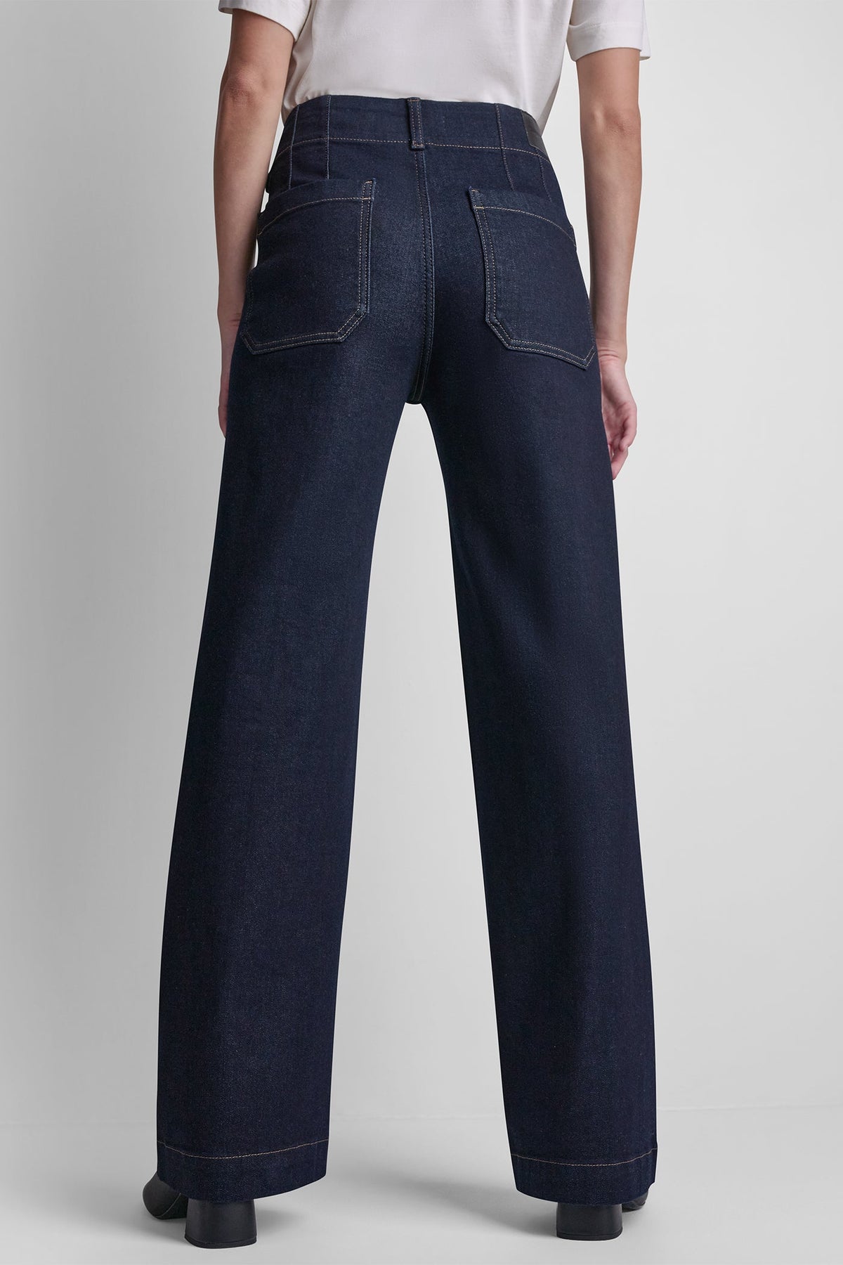 DKNY HIGH-RISE PINTUCKED WIDE-LEG JEAN