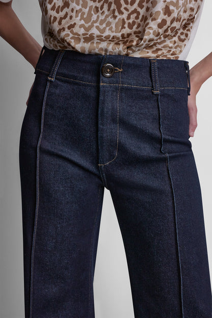 DKNY HIGH-RISE PINTUCKED WIDE-LEG JEAN