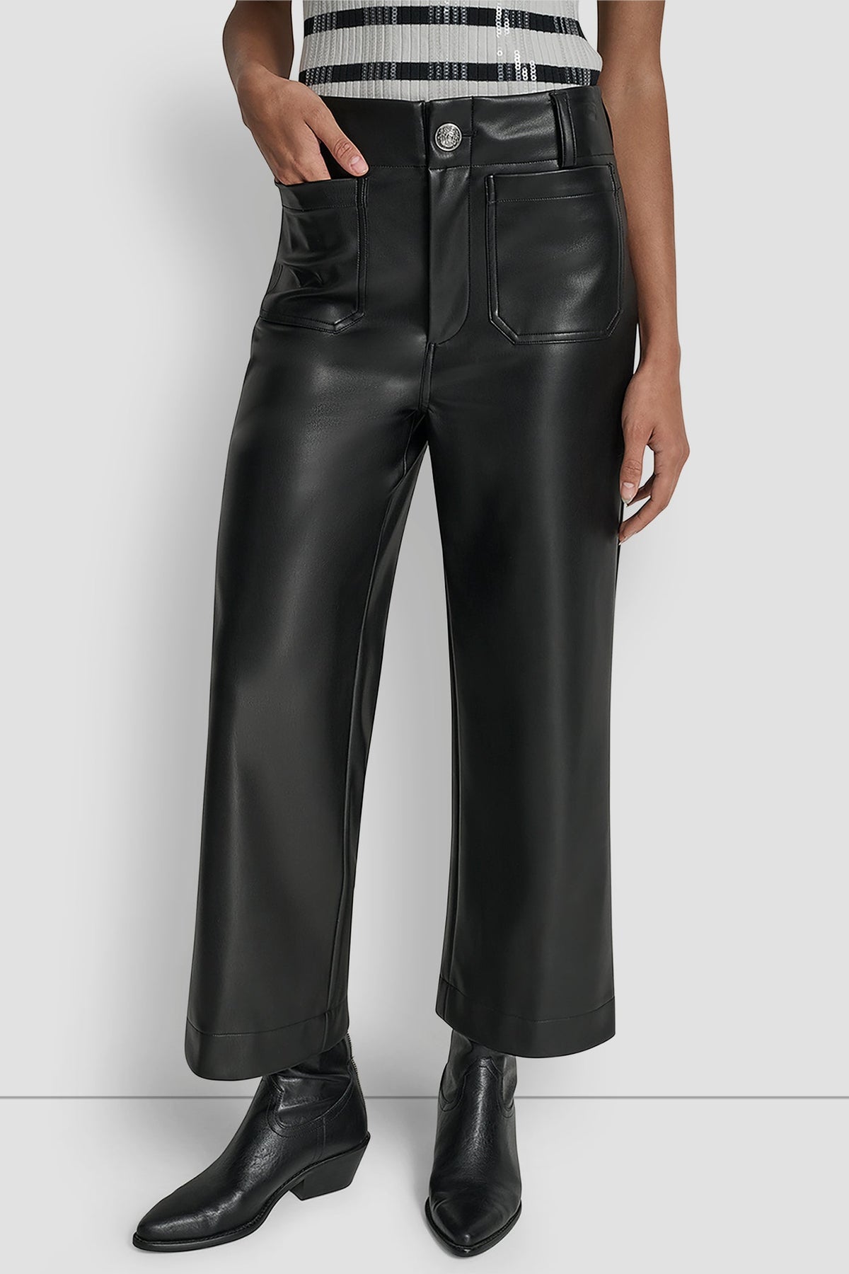 DKNY HIGH-RISE CROPPED WIDE LEG PANT