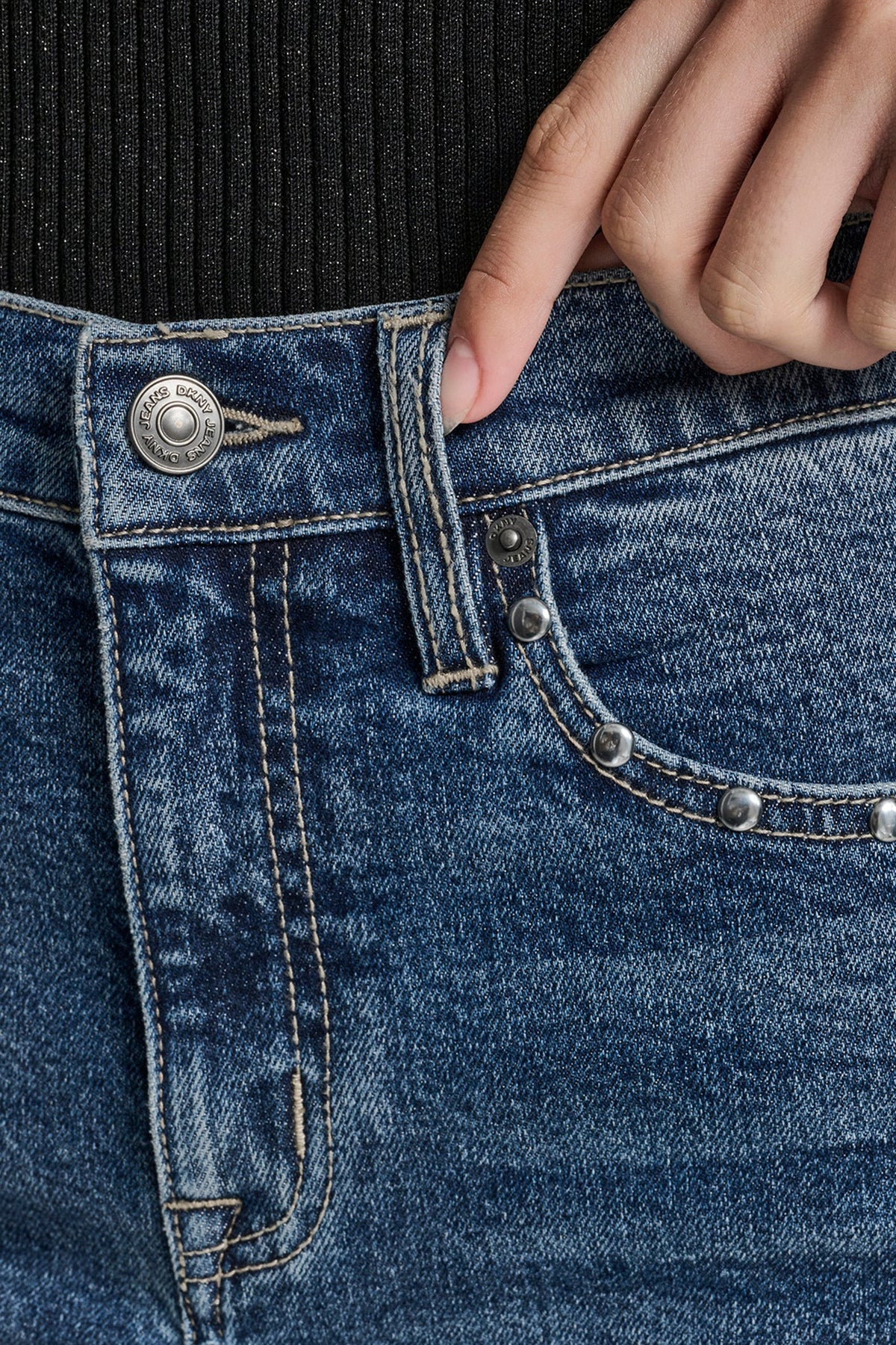 DKNY HIGH-RISE STUDDED BOOTCUT JEAN