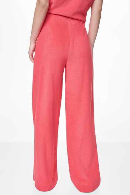 DKNY TOWELLING TERRY HIGH-RISE WIDE LEG PANT