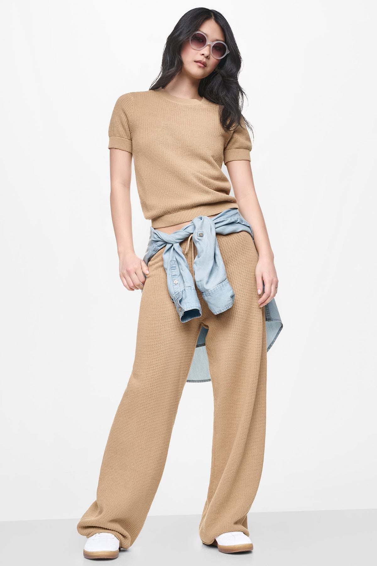 DKNY TUCK STITCH HIGH-RISE DRAWSTRING PANT