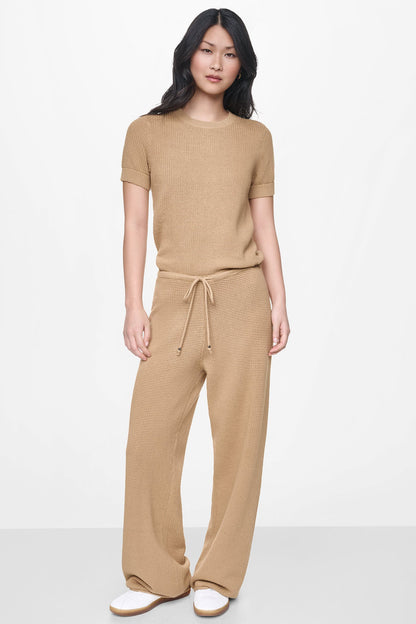 DKNY TUCK STITCH HIGH-RISE DRAWSTRING PANT