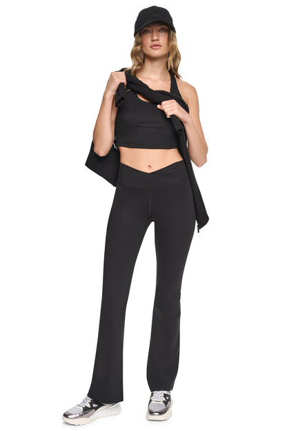 DKNY BALANCE COMPRESSION CROSSOVER FRONT FLARE PANT