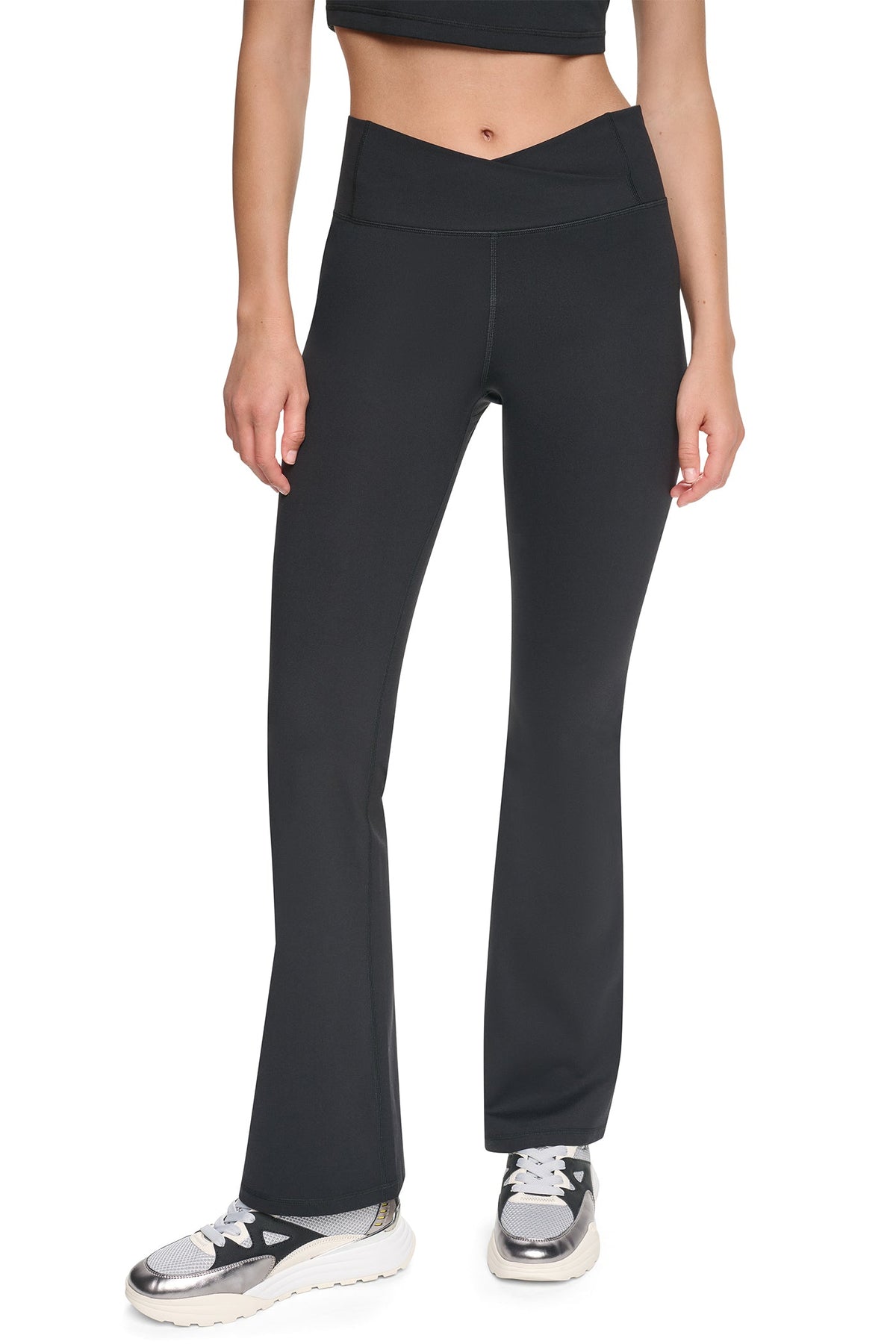 DKNY BALANCE COMPRESSION CROSSOVER FRONT FLARE PANT