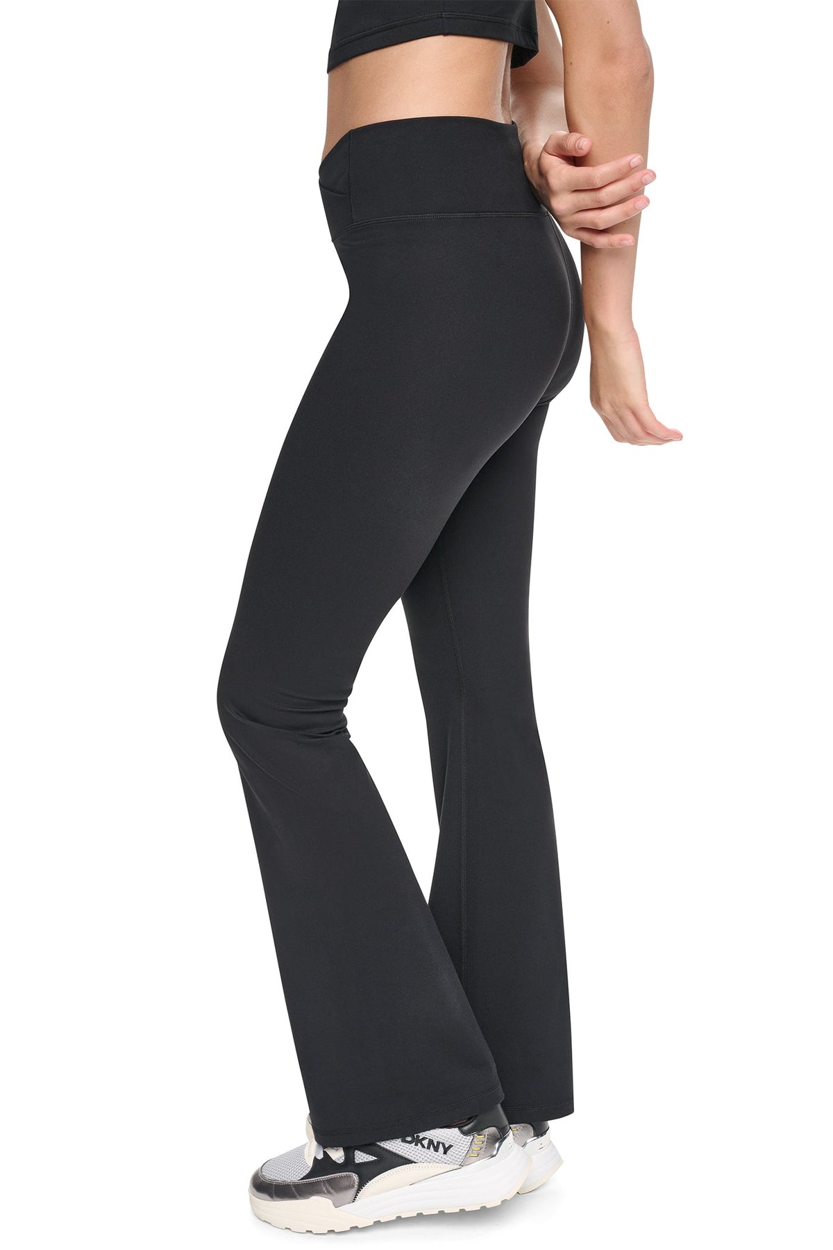 DKNY BALANCE COMPRESSION CROSSOVER FRONT FLARE PANT