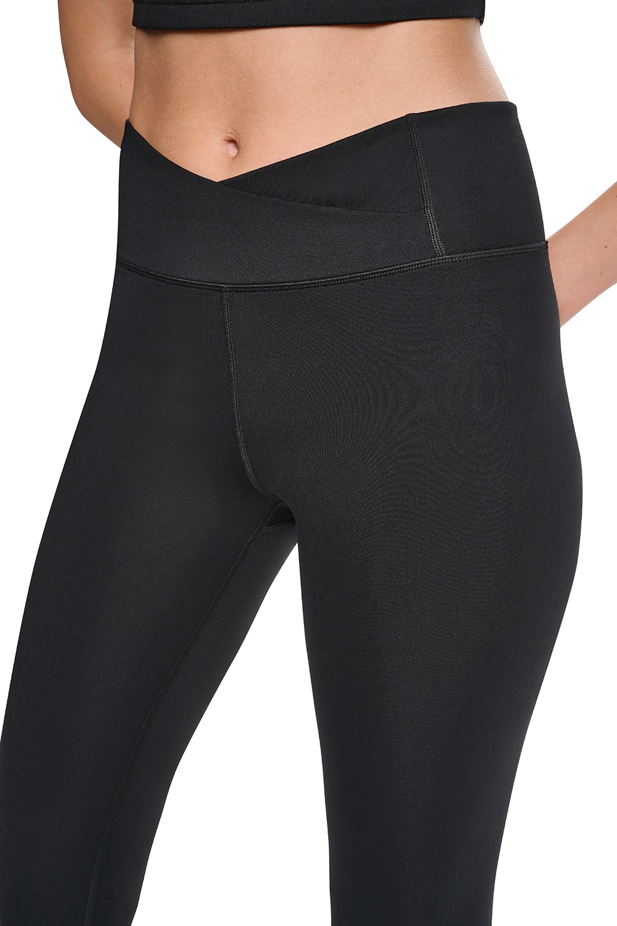 DKNY BALANCE COMPRESSION CROSSOVER FRONT FLARE PANT