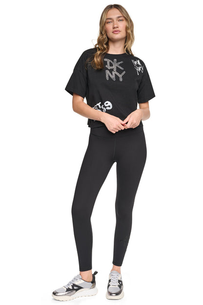 DKNY HIGH-RISE GRAFFITI LOGO 7/8 LENGTH LEGGING