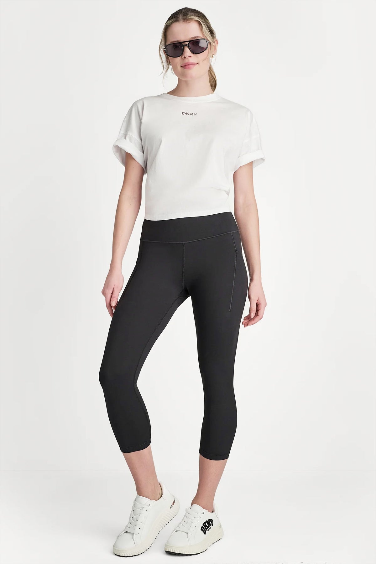 DKNY BALANCE COMPRESSION HIGH-WAIST CROPPED LEGGING
