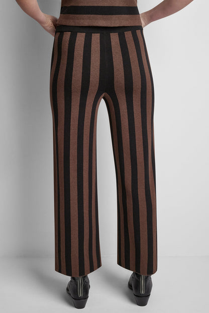 DKNY HIGH-RISE STRIPED PULL-ON FLARE PANT